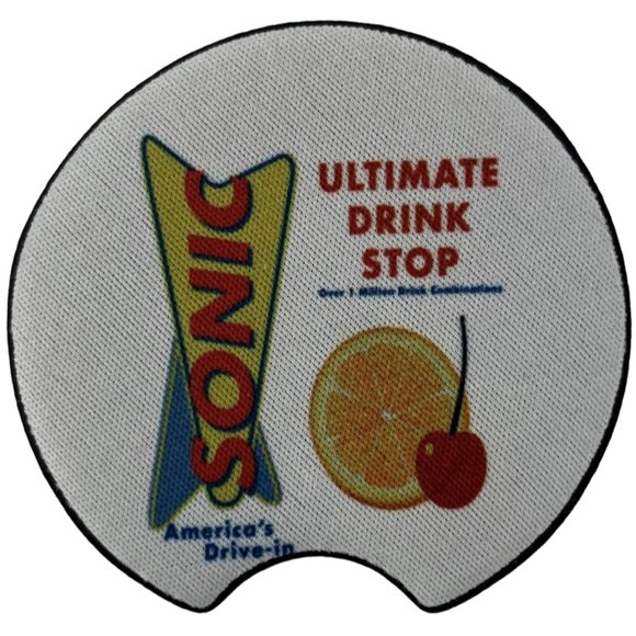 Car Coasters Sonic Drive-in Soda Pop Beverage Set of 2 Neoprene Absorbent - Picture 3 of 9